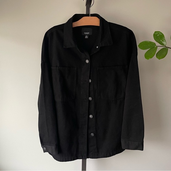 Hudson Jeans 100% Cotton Oversized Shacket Denim Jean Jacket Black Size Medium - Picture 5 of 9